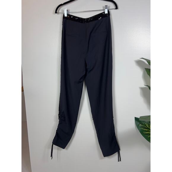 New Tibi Sequin Pant Navy Black Combo Wool Trouser 0 / XS - Picture 3 of 14